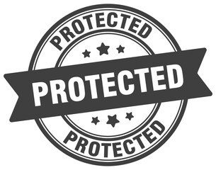 protected stamp. protected label on transparent background. round sign
