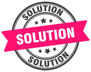 solution stamp. solution label on transparent background. round sign