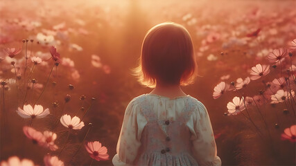 Child in a flower field 