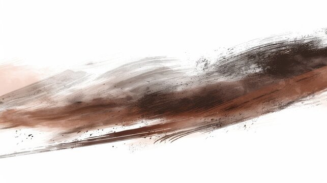 Beige paint brushstroke on white background, minimalist design element for artistic projects