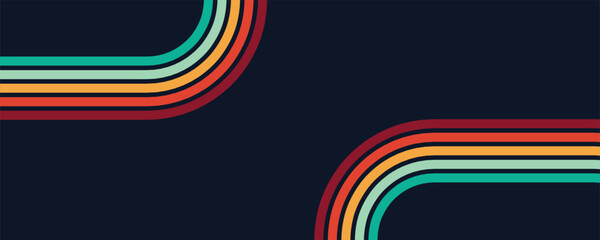 Retro background, Abstract background of rainbow groovy Wavy Line design Hippie Retro style.	