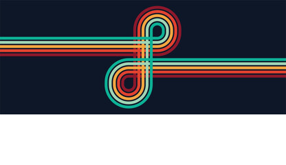 Retro background, Abstract background of rainbow groovy Wavy Line design Hippie Retro style.	