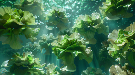 Hydroponic lettuce grown in deep water system