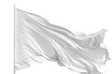 White Flag Blowing Freely Isolated On Transparent Background - obrazy, fototapety, plakaty