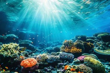 Foto op Aluminium Vibrant Underwater Seascape with Coral Reefs and Marine Life © swissa