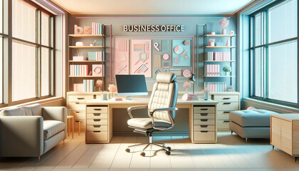 Ultra 3D Pastel Office: Immersive Workspace Dynamics