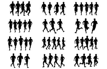 Fototapeta na wymiar Boys jogging silhouette, Running people silhouette, Run concept.
