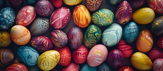 colorful easter eggs background - obrazy, fototapety, plakaty