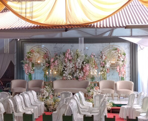 Selective focus. Simple but elegant wedding decoration. Indonesia.
