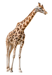Giraffe isolated on white or transparent background. African mammal animal with long neck.