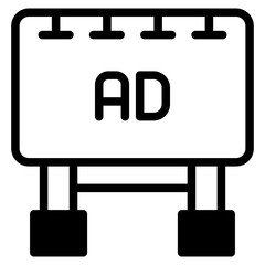 Billboard vector icon. Advertising display road board vector symbol. Unipole signboard banner sign. Street ad poster billboard vector icon