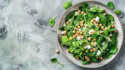 Salad in plate. Energy boosting salad with spinach l