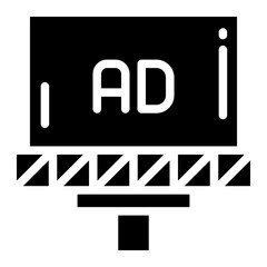 Billboard vector icon. Advertising display road board vector symbol. Unipole signboard banner sign. Street ad poster billboard vector icon