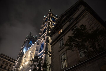 Stunning view of Notre Dame Basilica in Montreal, Quebec