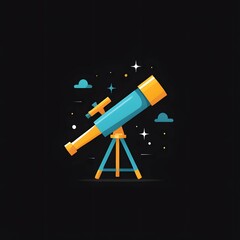 Toy telescope on a black background