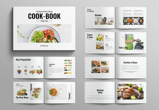 Recipe Book Template Cookbook Layout Landscape