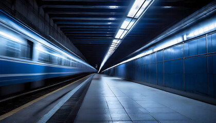 Long exposure photo of subway station.