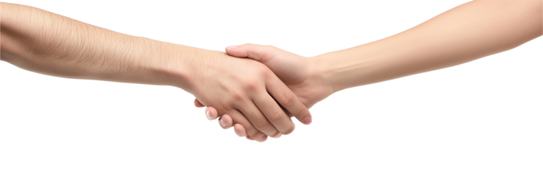 two hands holding each other, girl boy shaking hands isolated on transparent background
