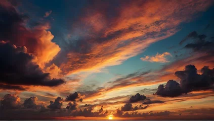 Keuken foto achterwand Colorful and dramatic sunset sky background © Hataf