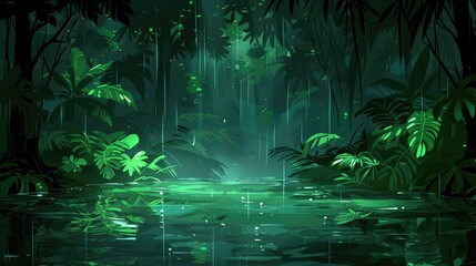 Obraz premium Deep Forest. Fantasy Backdrop. Concept Art. Realistic Illustration