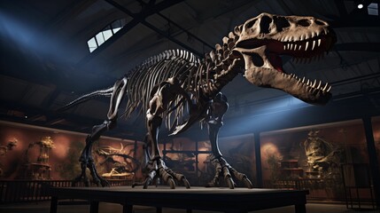 Fototapeta premium Image of dinosaur skeleton in a museum.