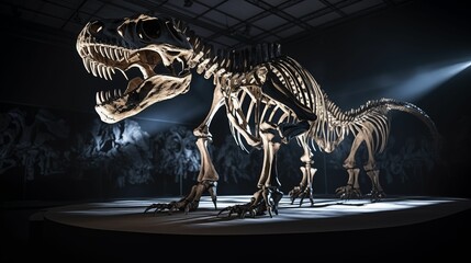 Image of dinosaur skeleton in a museum.