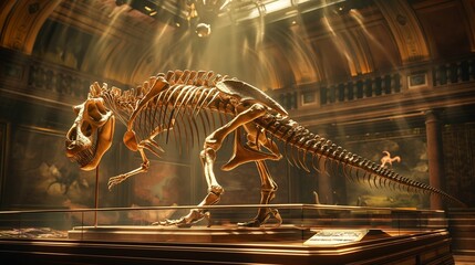 Image of dinosaur skeleton in a museum.