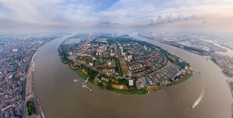 Foto op Aluminium Antwerp, Belgium. Panorama of the city. Summer morning. Aerial view © nikitamaykov