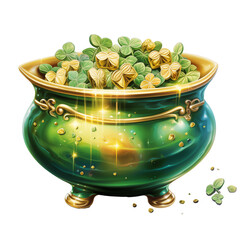 Naklejka premium pot of gold St. Patrick's Day on the transparent background