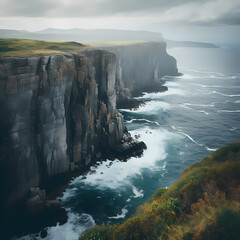 Dramatic cliffs overlooking the ocean.