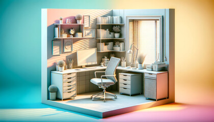 Contemporary Office with 3D Pastel Design
