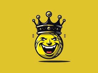 A yellow smiley face is adorned with a regal crown on top, creating a whimsical and royal vibe. The playful expression of the smiley is complemented by the majestic accessory. Generative AI