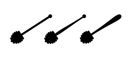 Wooden honey stick, honey dipper. Healthy food and diet concept. Honey spoon logo or icon. Of the beehive, honeycomb.