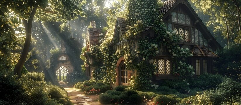 Fairy Tale House in the Wilderness, To provide a high-quality, free wallpaper for personal use, showcasing a beautiful and magical fairy tale house