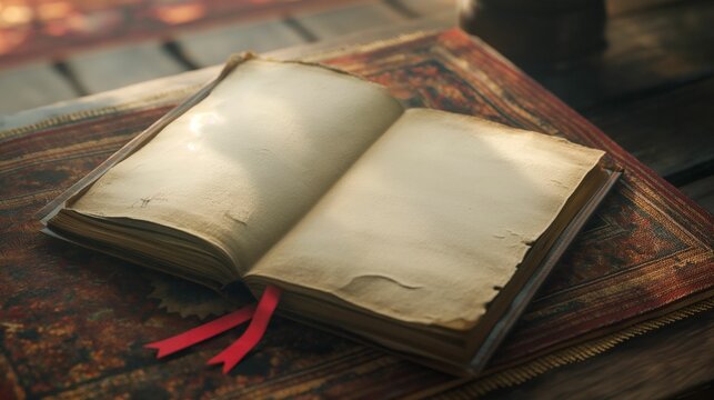 Image of open notebook with a bookmark.