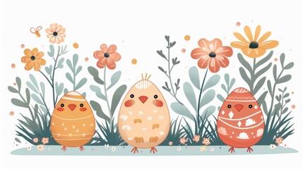 Cartoon small chick with fluffy feathers  standing in a row , displaying their cuteness and camaraderie. Generative AI