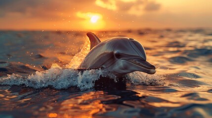  Dolphin Leaping in sea