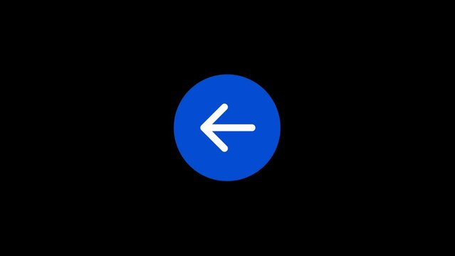 Back arrow pointing circle fade Animation with transparent background 