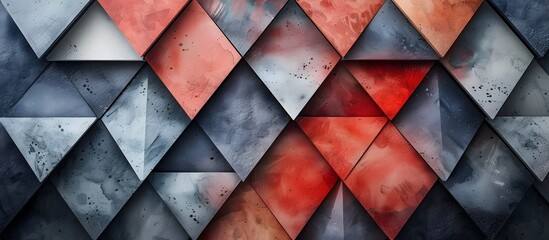 Vibrant Red and Blue Geometric Tiling Wallpaper, To serve as a unique and eye-catching background for a desktop or to add a pop of color to a room as - obrazy, fototapety, plakaty
