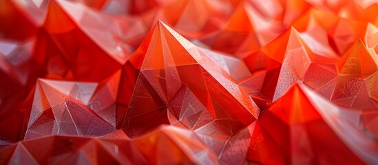 Abstract 3D Polygon Pattern with Red Triangles, To provide a visually striking and abstract background for use in digital art, illustration, and