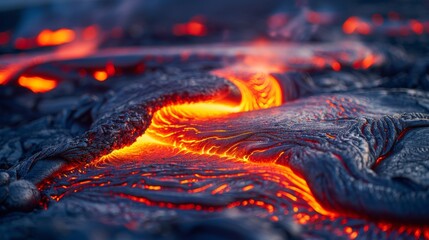 Lava Flow in the Ocean Close Up