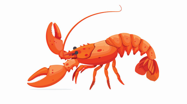 Cute lobster cartoon illustration isolated on white