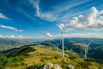 Eco-Friendly Horizons: Turbines Embracing Hilltops