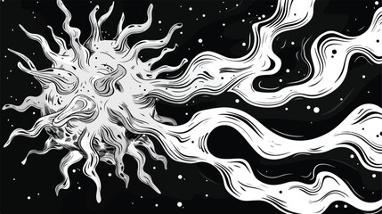 draw in black and white of corona virus on fire vector