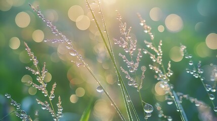 Image of thin dew drops on a grass.