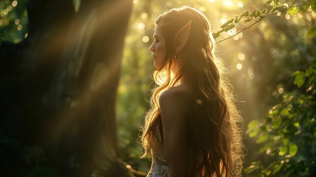 Image of woman with long, flowing hair and enchanting elf ears.