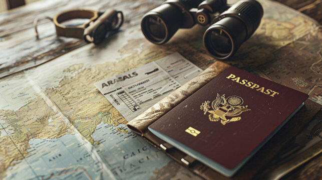 Travel planning  passport boarding pass 