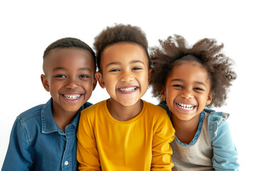 Smiling Children Delightfully Posed on Isolated Background