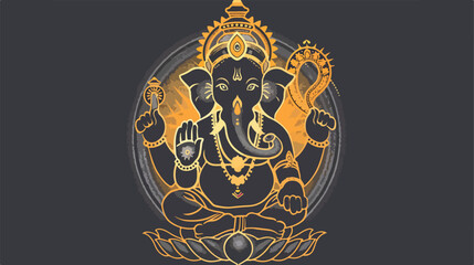 Ganesha The Lord Of Wisdom Calligraphic Style Vector