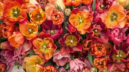 Fototapeta na wymiar Tulip flowers colorful tulip flower bouquets in a flower